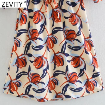 Zevity Novo 2020 Ženske Mode V Vratu Cvjetnim Tiskanja Zapenjanje Shirt Obleko Urad Dame Pasu Čipke Vestido Priložnostne Obleke DS4786