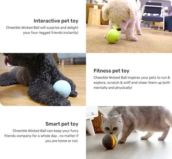 Pet Igrače za Pse Zlobne Žogo Nov Dizajn za Hišne živali Pes Mačka Igrača RGB LED Luči Interaktivne Igrače, Električni Spremljevalec