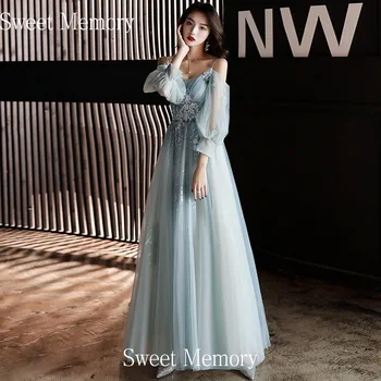 SW20170 Elegantno Dolgo Večerno Obleko Čipke Til Dolžina Tal Posebne Priložnosti Obleke Sladek Spomin