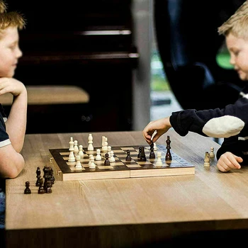 Leseni Zložljivi Šahovska garnitura z Ufilcala Igro Krovu Notranjost prostora za Shranjevanje za Odrasle Otroke Začetnike Veliki Šah Odbor