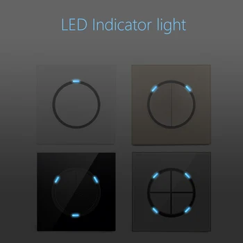 LED Lučka 4 Barve Stikalo 1 2 3 4 Gumb za Stensko Stikalo Luksuzni Kristalno Steklo Plošči Stikalo Interruptor 16A Standard
