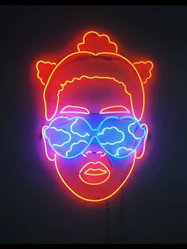 Neon Znak Za Lepo Dekle, Dama handcraft Steklene Cevi pivo Komercialne Lučka resterant svetlobe, oglaševanje, moda Ročno svetlobe