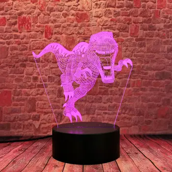 Kul 3D Iluzije LED Nočna Pisane Spreminjanje Spalna namizne Svetilke Model Dinozaver Živali Figuras igrače