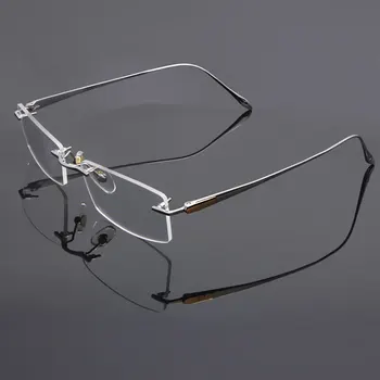 Reven Jate Očala Rimless Očala Iz Titana Okvir Optičnega Nerezane Roba Objektiva Brez Recepta Oči Očal Okvir Očal 8047