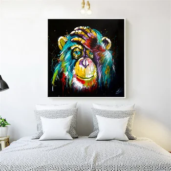 Lepe Pisane Orangutan Živali Grafiti Olje Slikarsko Platno Tiska Za Wall Art Slike Za otroški Sobi Doma Dekor Unframe