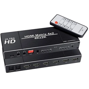 2.0 HDMI Matrix 4x2 4K HDR Stikalo za Ločevanje 4 v 2 out Optical SPDIF + 3.5 mm Audio jack Extractor HDMI Preklopnik