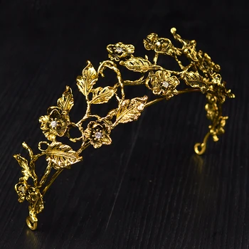 Vintage Zlata, Srebrna Barva Pearl Poročne Legant Tiaras za Poroko Headdress Kraljica pribor za Lase Maturantski Royal Crown Lase, Nakit