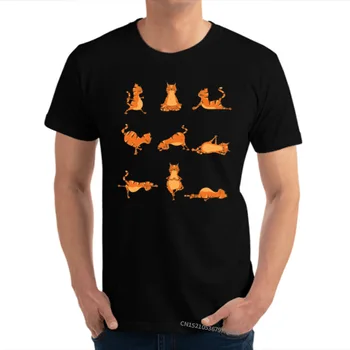 Joga Predstavlja Mačka Smešno Joga Šale Edinstveno T-Shirt Oblikovalec Kratek Rokav Camisa Bombaž Študent Vrhovi Tees Preprost Stil Tee Majica
