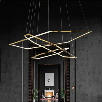 Heksagonova Vzmetenje Svetlobe Luxury Gold Vgradnjo Sodobnih Design LED Obesek luči za dnevno sobo Villa Minimalističen Razsvetljava Dekoracija