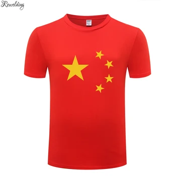 Pet Zvezdic Kitajsko Zastavo, Moški Moški Majica s kratkimi rokavi Tshirt Poletje Novo Kratek Rokav O Vratu Bombaž Priložnostne T-shirt Vrh Tee