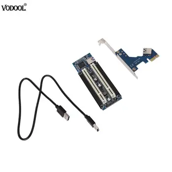 PCI-E Express X1 Dvojni Riser PCI Podaljša vmesniško Kartico z 1M USB3.0 Kabel za WIN2000/XP/Vista/Win7/Win8/LINUX