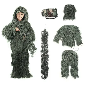 5 KOS Otroci, Otroci Lovska oblačila Ghillie Obleke otrok Prikrivanje Taktično Džungle Vojaško Obleko 3D maple leaf Bionic Obleke