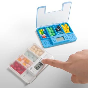 4 Mreža Inteligentni Časovnik Opomnik Tablete Škatla Organizator Shranjevanje Tabletke Primeru @88 Dropshipping