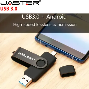 JASTER USB 3.0 Kovinski ključek USB OTG Pen Drive 16GB Pendrive 2 v 1 Micro USB Ključek 32GB 64GB 128GB 256GB Flash Disk