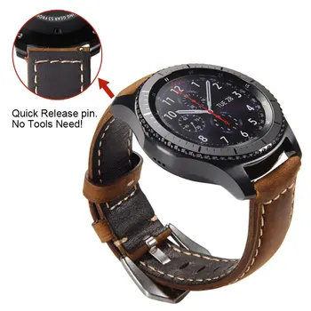 Pravega Usnja Watch Band 20 mm 22 mm Za Amazfit Huawei Samsung Galaxy Watch 3 41MM 45MM Active2 46mm Prestavi S3 Zamenjava Pasu