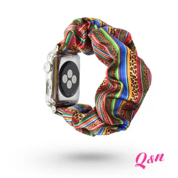 Elegantno White&Black saten Apple Watch Scrunchie band za dekleta Elastična Scrunchie Watch Band 38/40 mm 42/44m