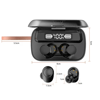 5.1 Bluetooth Slušalke Brezžične Slušalke z 2000mAh Polnjenje Polje 9D Brezžične Stereo Slušalke Nepremočljiva Čepkov za Slušalke