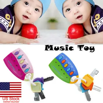 Baby Avto Ključ Otroci Glasbene Tipke Otroka, Zvoka in Svetlobe, se Pretvarjamo, Igrača Keychain Novo Leto Darilo za Fante in Dekleta