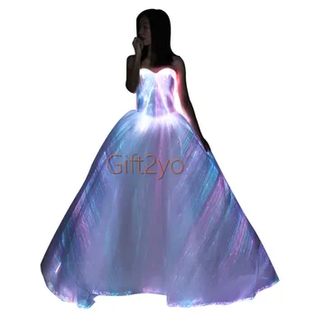 App nadzor Luksuzni LED Obleko za poroko sveti Poročne Obleke svjetlovodni Formalnih Obleke Svetlobna Banket pametno nositi Obleke