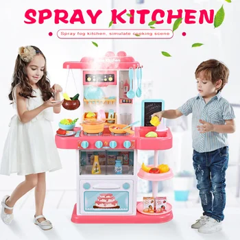 Malo Kuhinjo Playset Otroci Igrajo Kuhinja z Realistično Luči Zvoke Simulacija Spray Korito in Drugi Dodatki Set AN88
