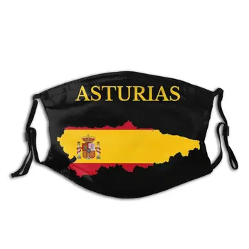 Asturije Skupnosti Zemljevid Španije Ponovno Natisnjen Usta Masko Windproof Prah Dokaz s Filtri Poliester zaščitni Pokrov