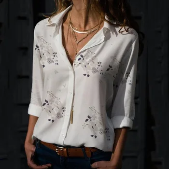 Velikosti ženskih Ohlapno Majico Proti-vrat Natisnjeni Dolgimi Rokavi Ženske Bluzo Fashion Majica Elegantno Vrhovi