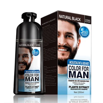 Naravno dolgotrajno 200 ml stalno brado dye šampon za moške brado umirajo odstranitev belo sivo brado lase moških brado šampon dye