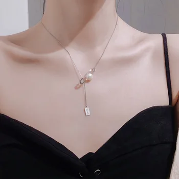 OBEAR Silver Plated Moda Ustvarjalne Pin Pearl Obesek za Ogrlico Ženske Dekle Elegantno, Šarmanten Nakit Dodatki