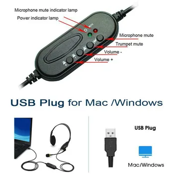 USB Slušalke Z Mikrofonom šumov Računalnik PC Lahke Slušalke Žične Slušalke Za PC