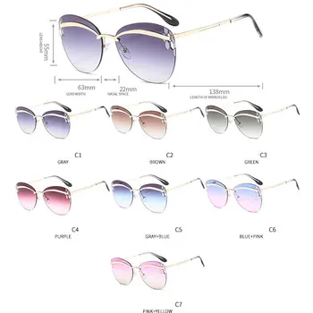Novi Kovinski Obrvi brez okvirjev Moda za Moške in Ženske Votlih Sončna Osebnost modni brvi Očala