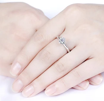 Brezplačno Poslali Potrdilo o Luksuzni Solitaire 1 Karat Lab Diamantni Poročni Prstan Prvotno Čisto 18K Belim Zlatom Prstani Srebro 925 Nakit