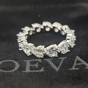 OEVAS 925 Sterling Silver Obroči Za Ženske Peneče 1 v Vrstici 5*5 mm Srce Visoko vsebnostjo Ogljika Diamond Stranka Fine Nakit Darila