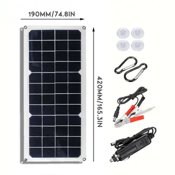 30W Sončne celice, Solarni Polnilnik USB Krmilnik Sončne Celice za 12V 5V Kampiranje Fan Pohodništvo Svetilke Generator System+Poganjkov/Carabiner