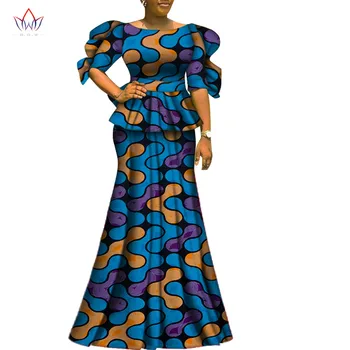 2 Kos Določa Ženska Obleke Moda Dashiki Bombaž Vrh & Krilo Afriška Oblačila Bazin Plus Velikost Lady Oblačila za Stranke WY6729