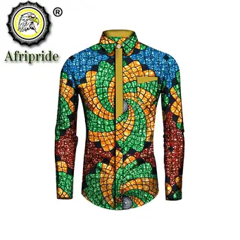 2020 Afriške srajce za moške dolg rokav afriške tiskanja oblačila dashiki vrhovi formalno bluzo moških srajc slim fit AFRIPRIDE S1912001