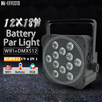 DMX Brezžični baterijsko Napajanje LED par luči 12x18w RGBWA UV 6IN1 led par pločevinke luči poroko DJ party bar uplight