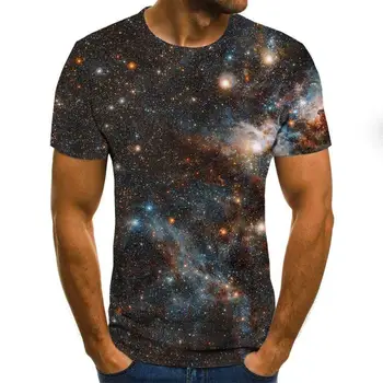 Galaxy prostor vzorec tiskanje 3D T-shirt priložnostne poletje slog, moda tiskanje kratek sleeved majica s kratkimi rokavi moški majica art ulica krpo