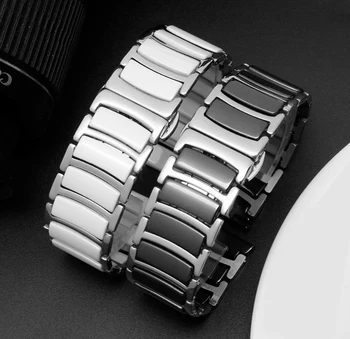 20 mm 22 mm Keramični iz Nerjavečega Jekla, Trak Za Galaxy Watch 3 Aktivna 2 Pulseira Za Samsung Galaxy Watch 46MM 42MM gt 2 gt2e Band