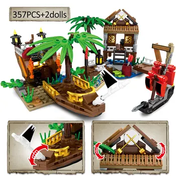 Avtor Tehnične Pirati s Karibov gradniki Diy Model Ladje Pirat Zaklad Številke Opeke Igrače Za Otroke