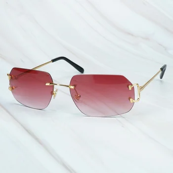 Modna sončna Očala za Moške Oblikovalec Stekla Ženske Visoke Kakovosti za Plažo Rimless Carter sončna Očala za Vožnjo Luksuzni Odtenki