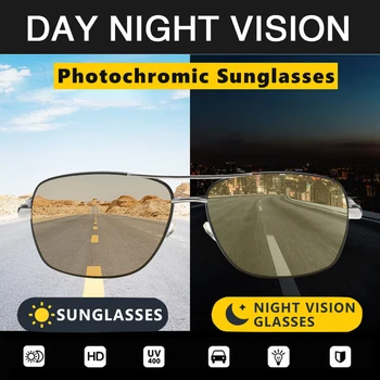 VELIKA Velikost Photochromic Polarizirana sončna Očala Dan Night Vision Aluminija Moških Voznika Rumena Moški Vožnje Očala Velike Oculos