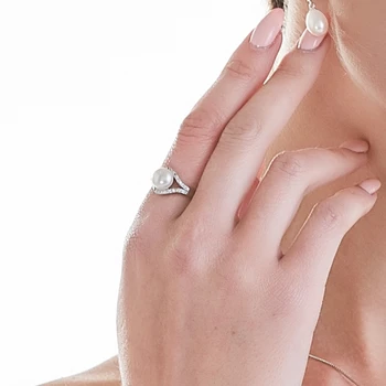 Cauuev realno sladkovodnih biserov obroč za ženske 925 sterling srebro nastavljiv prstan AAAA naravni biser Poročni Prstani, nakit