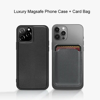 Musyue Magsafe Primeru za iPhone 12 Pro Luksuznega Usnja Mag Varno Ohišje za iPhone 12 Max Pro Mini Magnetni Magsafing Kartico Vrečko Kritje