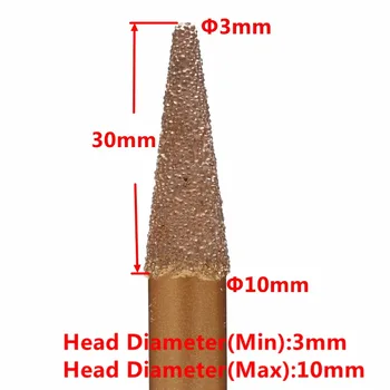 3 4 5 6*10*30 mm BULLET Diamond Brazed CNC Usmerjevalnik Bitni Rotacijski Mounter Glavo Peska, 46 Orodja za Kamen Granit Carving Graviranje