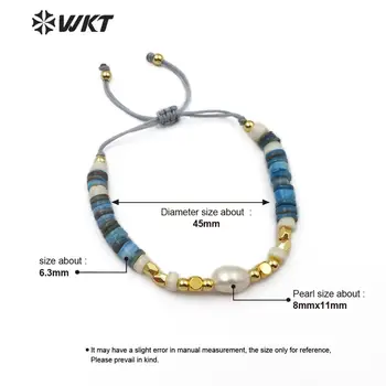 WT-B496 NOVO! naravni biser tematskih kabel kroglice Zapestnica več barve zlata electroplated pearl Zapestnica ženske čar, ročno izdelan Nakit