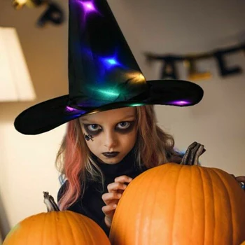 5pcs /set Halloween kostume Čarovnica klobuk Svetlobna skp Halloween Kostumi pribor noč Čarovnic Čarovnica Klobuk