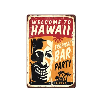 Dobrodošli Na HAVAJIH Plaketo Bar na Plaži Letnik Kovinski Tin Znaki Bar Cafe Pub Doma Dekor Wall Art Nalepke Tiki Plakat N327