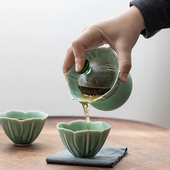 TANGPIN zelena keramični čajniki gaiwan z 2 skodelice prenosni potovanja čaj določa drinkware