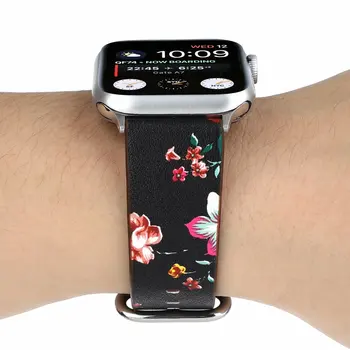 Pomladni Cvet Pravega Usnja Watch Band Za Apple Gledati Serije 4/5 40 mm 44 Zapestnica trak za iwatch Serije 1/2/3 38 mm 42mm