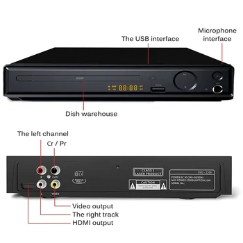 Podpira U Disk za Predvajanje Power Off Memory Visoki Definiciji Kakovosti DVD Predvajalnikov Trajne Prenosni HDMI DVD230 Predvajalnik, CD Predvajalnik